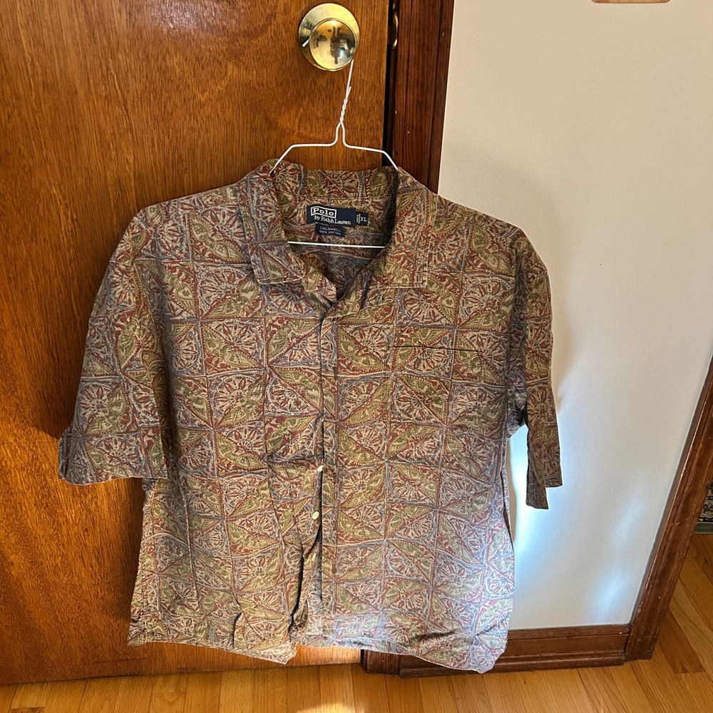 Ralph Lauren Men's Geometric Pattern Shirt - Brown and Green